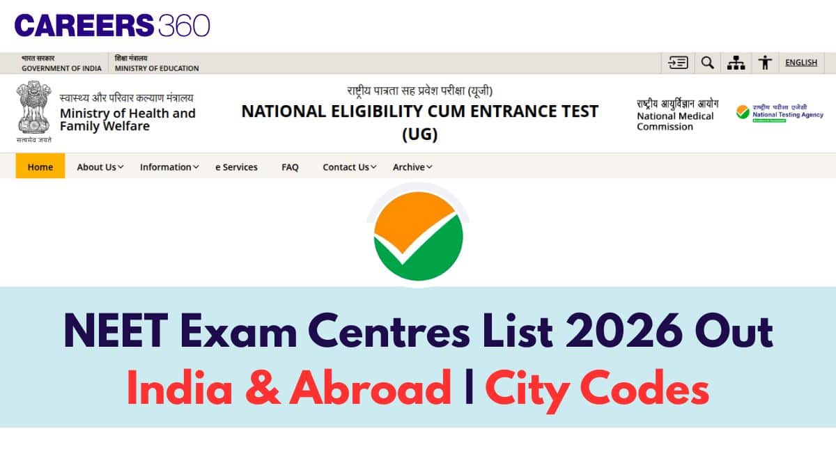 NEET Exam Centres List 2026 Out by NTA: State-Wise Cities with Code